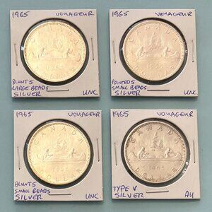 4 x 1965 Canada Silver $1 Dollar Coins!